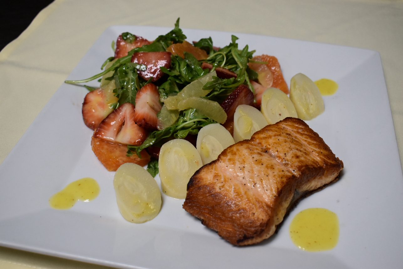 Pan Roasted Skin-On North Atlantic Salmon.