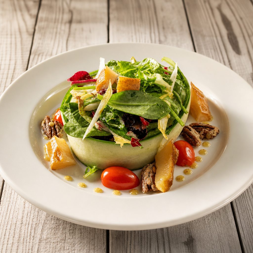 Pear & Mesclun Green Salad.