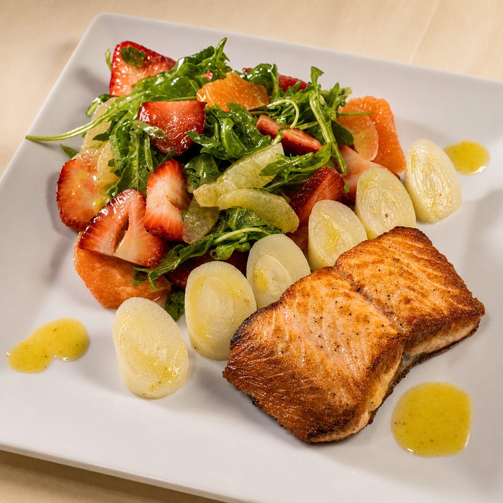 Pan Roasted Skin-On North Atlantic Salmon.